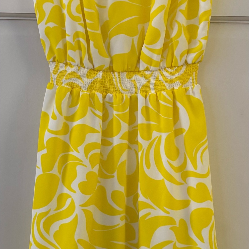 Ann Taylor Yellow and White Abstract Print Dress